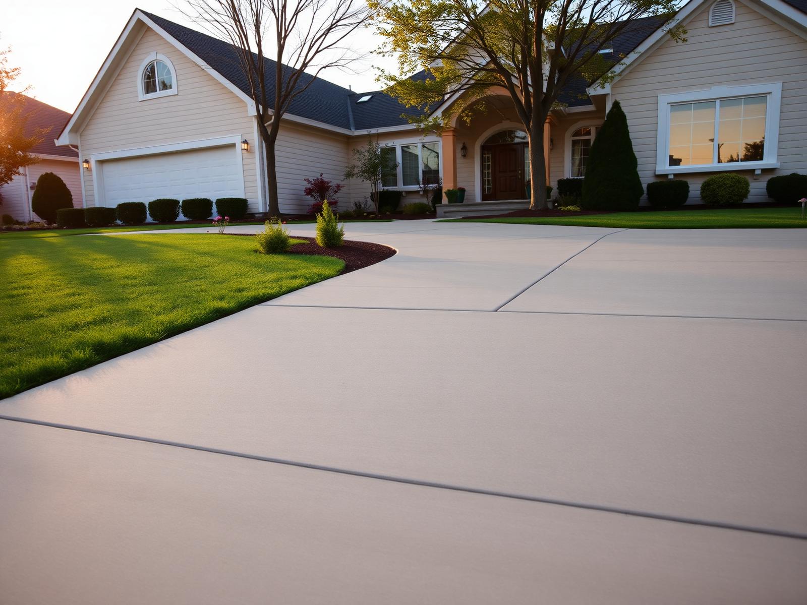 Level concrete driveway in front of a Spokane home